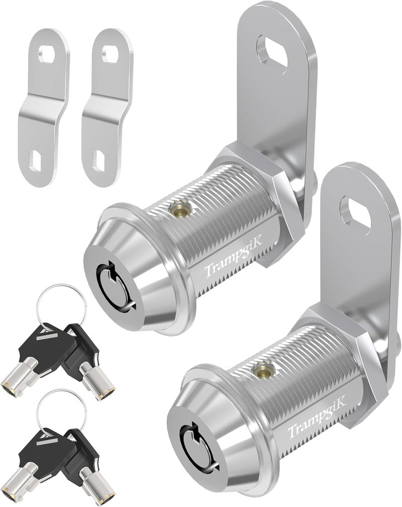TrampgiK RV Storage Locks, 1 1/8” Camper Compartment Storage Door Locks with Keys, for RV Camper Travel Trailer,Drawer Cabinet Toolcart Storage, 1 1/8 Inch 2 Locks with 4 Keyed Alike, Chrome - Image 1